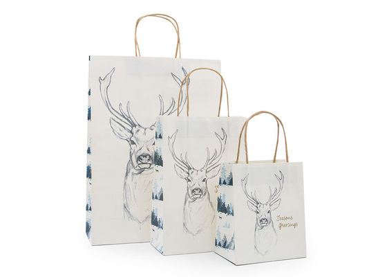 Guter Preis Flache Unterseiten-Fantasie-Weihnachtspapier-Tasche Grossgrain-Band-Griff online