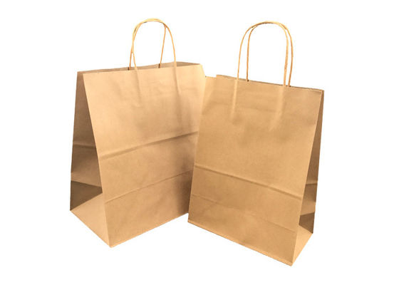 Guter Preis Aufbereitete Papiertüten Browns Kraftpapier für nehmen Nahrung mit dem Griff-Folien-Stempeln weg online