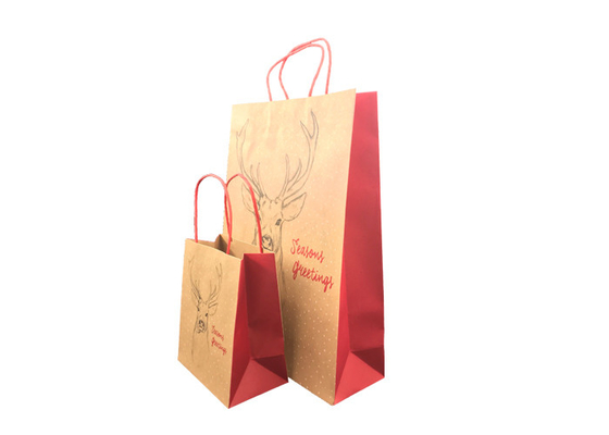 Good price Biologisch abbaubares verpackendes Luxusweihnachten, Brown-Papier-Weihnachtsgeschenk-Taschen Online